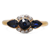 Art Deco Sapphire & Diamond Ring in 18ct Gold