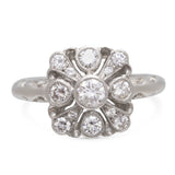 Contemporary Platinum Diamond Cluster Ring