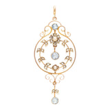 Edwardian Aquamarine & Seed Pearl Pendant