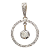 Antique Diamond Circle Pendant on Chain, 18ct Gold & Platinum