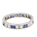 Vintage Diamond & Sapphire Eternity Ring, in Palladium