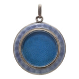 Blue Guilloche Enamel and Sterling Silver Locket Pendant by Theodor Fahrner