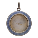 Blue Guilloche Enamel and Sterling Silver Locket Pendant by Theodor Fahrner