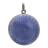 Blue Guilloche Enamel and Sterling Silver Locket Pendant by Theodor Fahrner