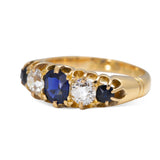 Victorian Diamond & Sapphire Half Hoop Ring