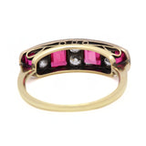 Victorian 18ct Gold & Silver Diamond & Synthetic Ruby Ring